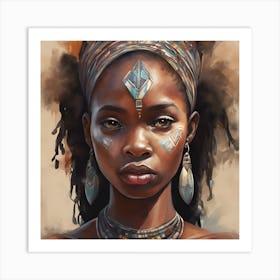 Wall Painting Of A Beautiful African Girl 1 Art Print