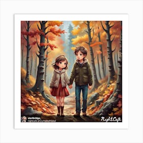 Couple In The Woods Art Print