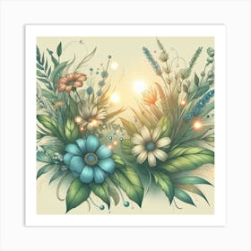 Fantasy Flowers Splash 2 Art Print