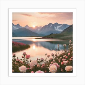 Roses In The Mountains Art Print