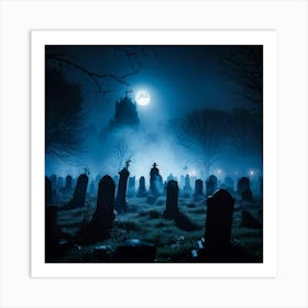 Graveyard At Night 6 Art Print