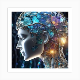 3d Rendering Of A Woman'S Head Art Print