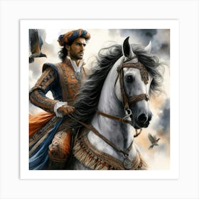 Young Portugese Gentleman On His Horse Color Painting 1 Art Print