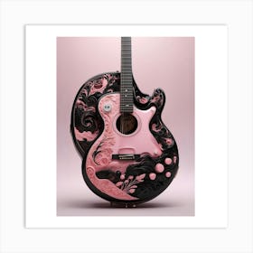 Rhapsody in Pink and Black Guitar Wall Art Collection 2 Art Print