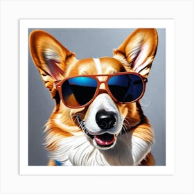 Corgi In Sunglasses 17 Art Print