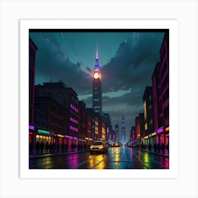 Vibrant Cityscapes Lights in the Urban Night Art Print