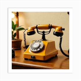 Nostalgia Yellow Telephone Art Print