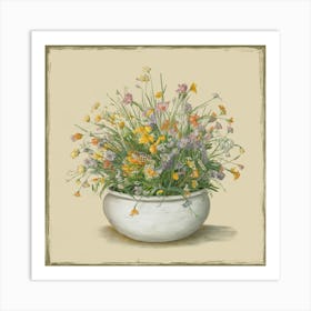 Vintage Wildflowers In A Bowl 7 Art Print