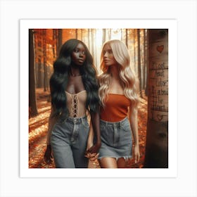 Two Women In The Woods Art Print