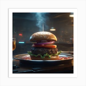 Burger With Beer 1 Art Print