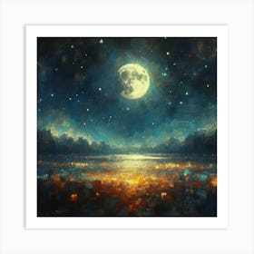 Moonlight Over The City Art Print