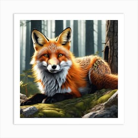 Red Fox In The Forest 66 Art Print