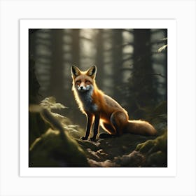 Red Fox In The Forest 58 Art Print