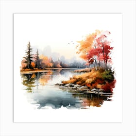 Watercolor Autumn Landscape 68 Art Print