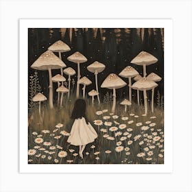 Wild Mushrooms Fairycore Painting 1 Art Print