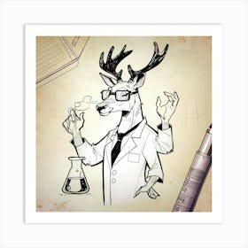 Deer Scientist Art Print