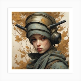 Girl In A Helmet Art Print