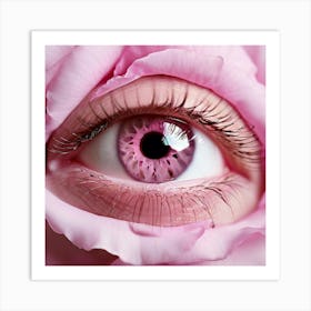 Pink Eye Human Close Up Pupil Iris Vision Gaze Look Stare Sight Close Macro Detailed R (3) Art Print