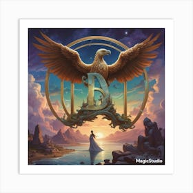 Mystical Eagle with the symbol D Art Print