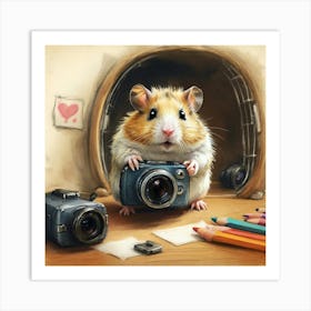 Hamster With Camera 2 Art Print