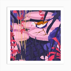 Pheasant Tailed Jacana Amid Lily Pads Square Art Print