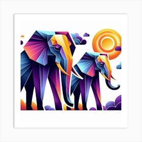 The Magical Duo Elephants Art Print