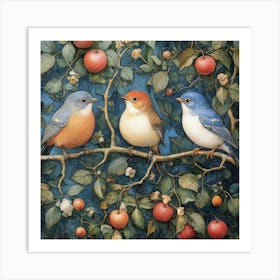 Bluebirds On Apple Tree Art Art Print