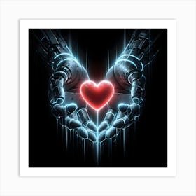 Robot Hands Holding A Heart Art Print