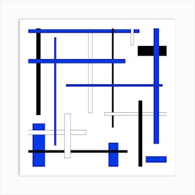 Abstract Blue And Black Lines Art Print