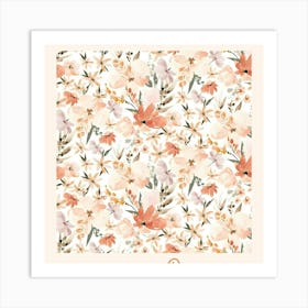 Peach Florals Art Print