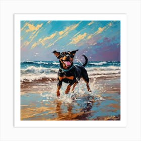 Dachshund On The Beach Art Print