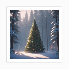 Christmas Tree In The Forest 124 Art Print