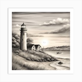 Lighthouse At Dusk Art Print