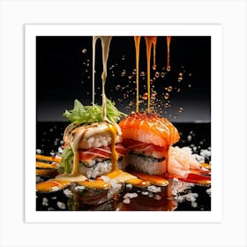 Sushi With Sauce Art Print