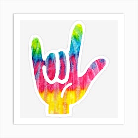 Tie Dye Asl Sign Language Hand Symbol Kids Gift I Love You Art Print