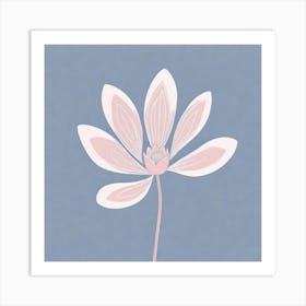 A White And Pink Flower In Minimalist Style Square Composition 465 Art Print