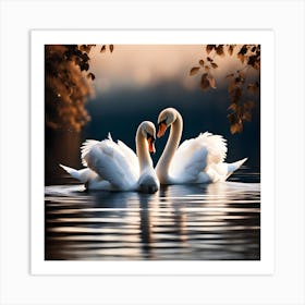 Two Swans In Love 1 Art Print