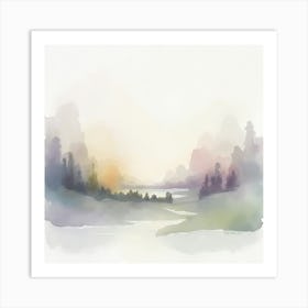 Watercolor Landscape Painting Art Print