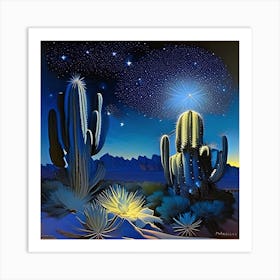 Cactus At Night Art Print