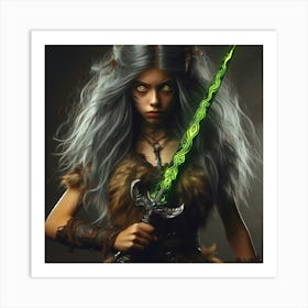 Young Woman With A Sword 1 Art Print