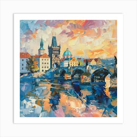 A Prague With Charles Bridge Oil Painting Illust 1720468046 4 Art Print