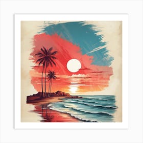 Sunset On The Beach Art Print