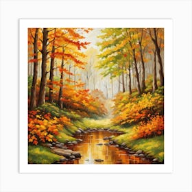 Forest In Autumn In Minimalist Style Square Composition 67 Art Print