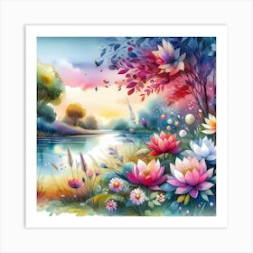 Lotus Flower Painting 7 Art Print