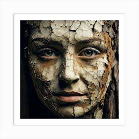 Firefly Face, Cracks, Spots, Chips, Textured, Weathered, Aged, Worn, Detailed, Intricate, Expressive (8) Art Print