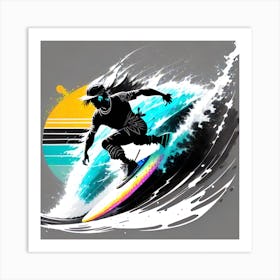 Surfer Riding A Wave 1 Art Print