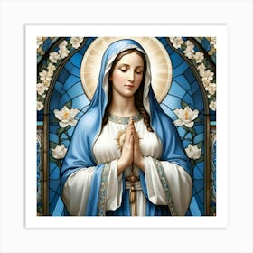 Stained Glass Virgin Mary Praying #3 Art Print