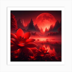 Red Lotus Art Print