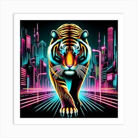 Neon Tiger 3 Art Print