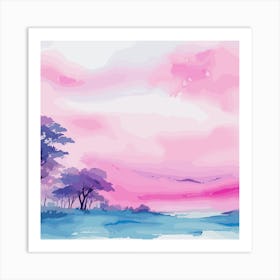 Watercolor Landscape Painting 2 Art Print